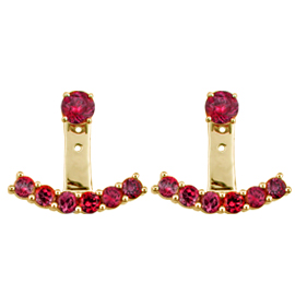 18K Yellow Gold Floating Earrings : 2.40 cttw Rubies