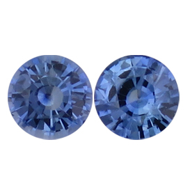 1.59 cttw Pair of Round Blue Sapphires : Fine Blue