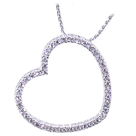 14K White Gold Heart Pendant : 0.21 cttw Diamonds