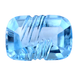 7.41 ct Emerald Cut Etched Topaz : Fine Blue