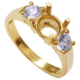 18K Yellow Gold Three Stone Setting : 0.50 cttw Diamonds