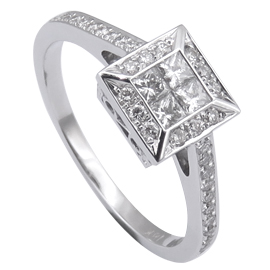 18K White Gold Multi Stone Ring : 0.46 cttw Diamonds