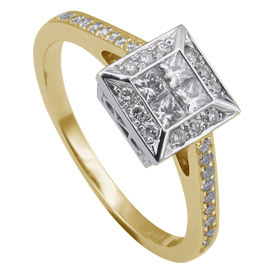 18K Two Tone Multi Stone Ring : 0.46 cttw Diamonds