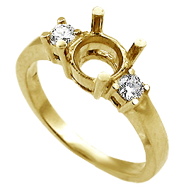 18K Yellow Gold Three Stone Setting : 0.20 cttw Diamonds