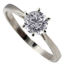14K White Gold Solitaire Ring : 0.50 ct Diamond