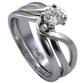 18K White Gold Wedding Band Set : 0.50 ct Diamond