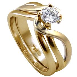 18K Yellow Gold Wedding Band Set : 0.50 ct Diamond