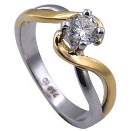 18K Two Tone Solitaire Ring : 0.50 ct Diamond