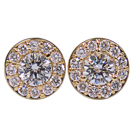 14K Yellow Gold Stud Earrings : 0.75 cttw Diamonds
