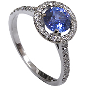 18K White Gold 1.46cttw Sapphire & Diamond Ring
