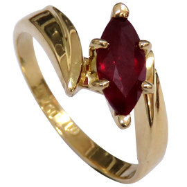 18K Yellow Gold Solitaire Ring : 1.48 ct Ruby