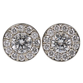 14K White Gold Stud Earrings : 0.75 cttw Diamonds