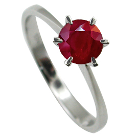 18K White Gold Solitaire Ring : 1.00 ct Ruby