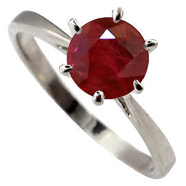 14K White Gold Solitaire Ring : 1.00 ct Ruby