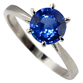 14K White Gold Solitaire Ring : 1.00 ct Blue Sapphire