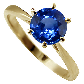 14K Yellow Gold Solitaire Ring : 1.00 ct Blue Sapphire