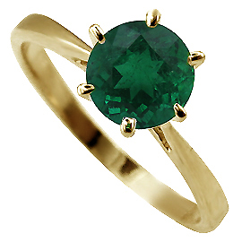 14K Yellow Gold Solitaire Ring : 1.00 ct Emerald