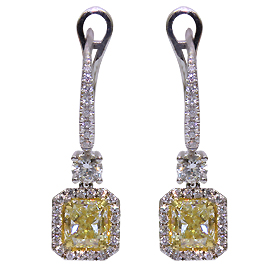 18K White Gold Drop Earrings : 4.01 cttw Diamonds