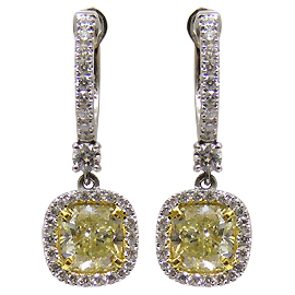 18K White Gold Drop Earrings : 2.75 cttw Diamonds