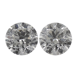 4.13 cttw Pair of Round Natural Diamonds : I - J / I1