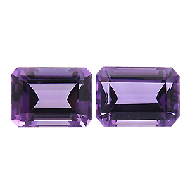 15.94 cttw Pair of  Fine Purple  Emerald Cut Natural Amethyst