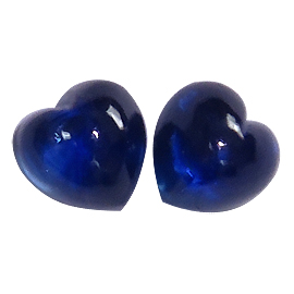 1.04 cttw Pair of Cabochon Blue Sapphires : Deep Rich Blue