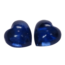 2.94 cttw Pair of Cabochon Blue Sapphires : Deep Rich Blue