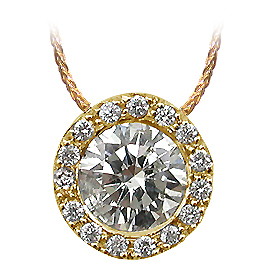 18K Yellow Gold Drop Pendant : 0.56 cttw Diamonds