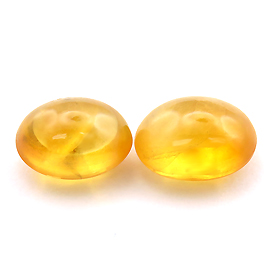 4.22 cttw Pair of Cabochon Sapphires : Soft Yellow