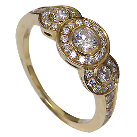 18K Yellow Gold Multi Stone Ring : 0.83 cttw Diamonds