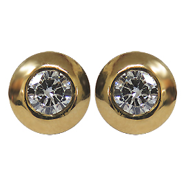 14K Yellow Gold Stud Earrings : 1.00 cttw Diamonds