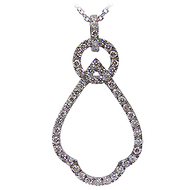 14K White Gold Drop Pendant : 0.75 cttw Diamonds