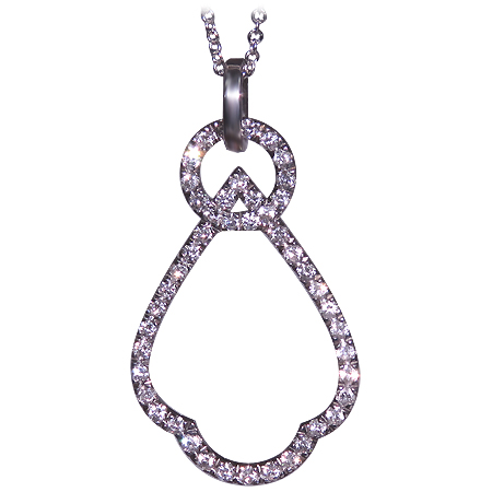 14K White Gold Drop Pendant : 0.75 cttw Diamonds