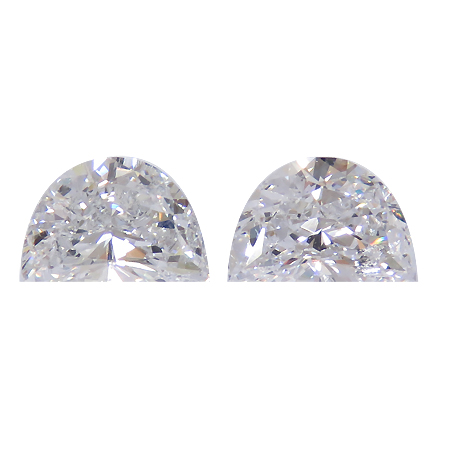 0.99 cttw Pair of Half Moon Natural Diamonds : F / SI1