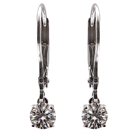 14K White Gold Drop Earrings : 0.50 cttw Diamonds