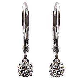 14K White Gold Drop Earrings : 1.00 cttw Diamonds