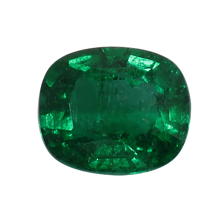 1.44 ct Deep Rich Green Cushion Cut Natural Emerald