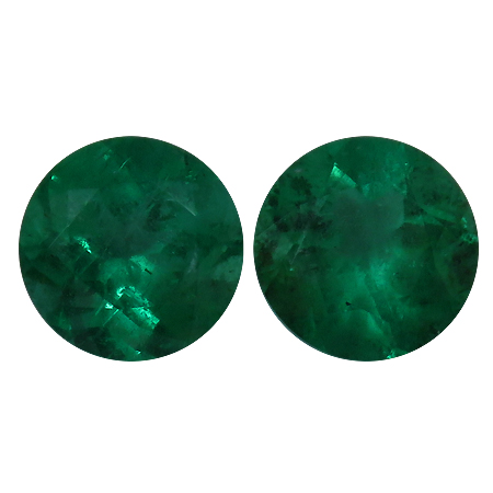 3.08 cttw Pair of Round Emeralds : Rich Green