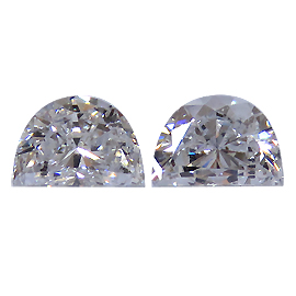 0.66 cttw Pair of Half Moon Natural Diamonds : E / SI1