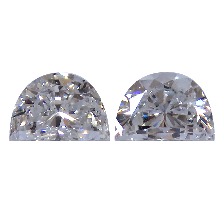 0.66 cttw Pair of Half Moon Natural Diamonds : E / SI1