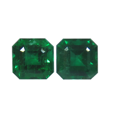 0.79 cttw Pair of Emerald Cut Emeralds : Deep Rich Green