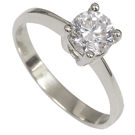 18K White Gold Solitaire Ring : 1.00 ct Diamond