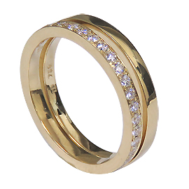 18K Yellow Gold Wedding Band Set : 0.50 cttw Diamonds