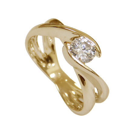 18K Yellow Gold Solitaire Ring : 0.50 ct Diamond