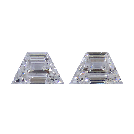 0.56 cttw Pair of Trapezoid Step Cut Natural Diamonds : G / SI1