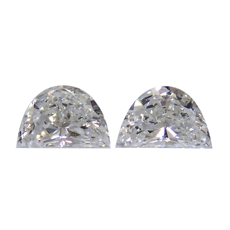 0.67 cttw Pair of Half Moon Natural Diamonds : H / VS2