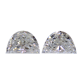 0.67 cttw Pair of Half Moon Natural Diamonds : H / VS2