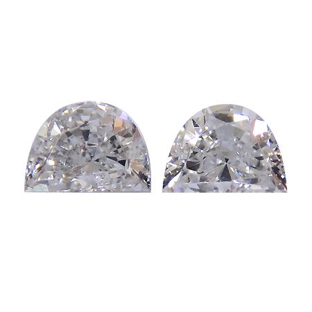0.46 cttw Pair of Half Moon Natural Diamonds : D / VS2