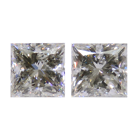 2.70 cttw Pair of Princess Cut Diamonds : J / I1