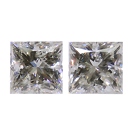 2.70 cttw Pair of Princess Cut Diamonds : J / I1